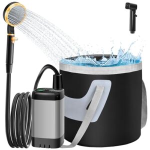 IEEILULU Tragbare Campingdusche mit 6000mAh Akku und Zubehör für Outdoor-Aktivitäten, Einschließlich Wasserpumpe, Schlauch und Sprühdüse