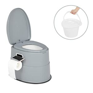 Tragbare Campingtoilette in modernem Design mit abnehmbarem Inneneimer und Toilettenpapier-Halter für Outdoor-Aktivitäten.