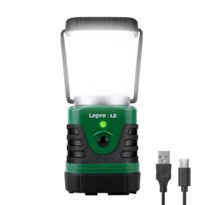 LE LED Campinglampe Tragbar, Superhell, wiederaufladbare Suchleuchte mit Haken, ideal für Camping und Notfälle, zeigt dimmbare Helligkeit und USB-Aufladeanschlüsse
