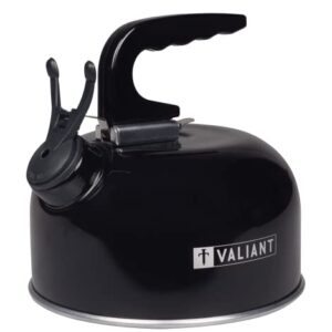 Valiant FIR559 Tragbarer Camping-Flötenkessel aus Aluminium, 1 Liter, schwarz, ideal für Camping und Outdoor-Aktivitäten