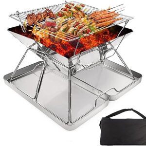 Tragbarer Faltbarer Edelstahl Camping Grill mit Grillwaren und offenem Feuer für Outdoor-Aktivitäten