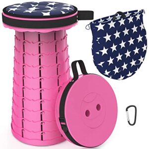 LOCYOP Tragbarer Klapphocker in Rosenrot mit gepolsterter Sitzfläche und Tragetasche, ideal für Outdoor-Aktivitäten wie Wandern und Angeln.