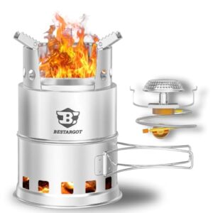 Bestargot Hobo Kocher - tragbarer Campingkocher aus Edelstahl mit offenem Feuer, ideal für Outdoor-Aktivitäten wie Camping und Backpacking.