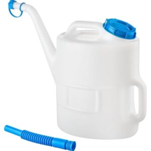 Hünersdorff Trinkwasserkanne in weiß, 13 Liter, lebensmittelecht aus HDPE, mit blauen Accessoires, ideal für Camping, Wohnmobil und Wohnwagen.