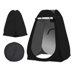 Mobiles Camping Toilettenzelt in Schwarz, ideal für Outdoor-Aktivitäten wie Camping und Strand. Funktionales und leichtes Design mit einfacher Handhabung und ausreichendem Platz für Privatsphäre.