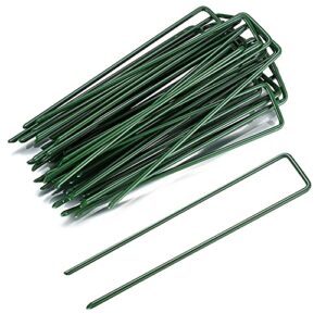 Set von 30 U-förmigen Garten-Heringen aus grünem, verzinktem Metall, ideal für Unkrautvlies, Rasenschutz und Zeltverankerung, 150 mm lang.
