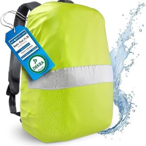 Universeller Regenschutz für Rucksack und Schulranzen in leuchtendem Gelb, 100% wasserdicht und reflektierend, optimaler Schutz vor Nässe bei Outdoor-Aktivitäten.