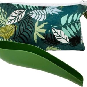 Urinette Hartschale in grüner Farbe mit tropischem Design, inklusive praktischer Aufbewahrungstasche und Karabiner für einfache Handhabung unterwegs.