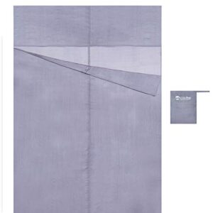 Ultraleichter Hüttenschlafsack für 2 Personen aus 100% Naturseide mit Insektenschutz in silbergrau, ideal für Reisen und Camping