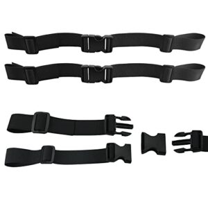 Zwei verstellbare schwarze Rucksackriemen aus robustem Material mit Schnellverschluss und Befestigungsschnallen, ideal für Outdoor-Aktivitäten wie Joggen und Wandern.