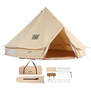 VEVOR Glockenzelt 3 x 2 m aus TC-Baumwolle mit PVC-Bodenplane für bis zu 4 Personen, ideal für Camping und Outdoor-Abenteuer, mit einfacher Montage und mehreren Fenstern.