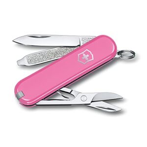 Victorinox Schweizer Taschenmesser Classic SD in Pink mit mehreren Funktionen, inklusive Klinge, Schere und Schraubendreher, ideal für Alltag und Outdoor-Aktivitäten.
