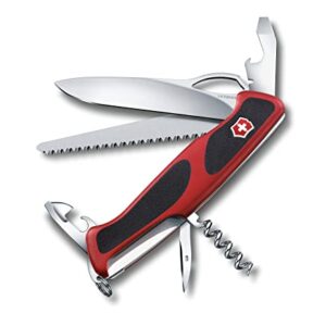 Victorinox Schweizer Taschenmesser Ranger 79 M mit 12 Funktionen, inklusive einhand-Feststellklinge und Schraubendreher, im eleganten roten Design.