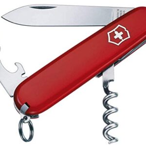 Victorinox Schweizer Taschenmesser Waiter in Rot mit Korkenzieher, Kapselheber und Dosenöffner, ideal für Weinliebhaber und Outdoor-Enthusiasten.