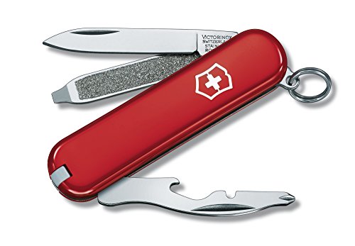 Victorinox Schweizer Taschenmesser Rally in leuchtendem Rot, kompakt für den Schlüsselanhänger mit 9 Funktionen inklusive Klinge und Phillips-Schraubendreher.
