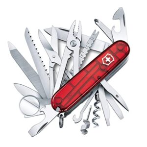 Victorinox Schweizer Taschenmesser Swiss Champ in Rot mit 33 Funktionen, einschließlich Zange, Klinge, Säge, Feile und Schraubenzieher.