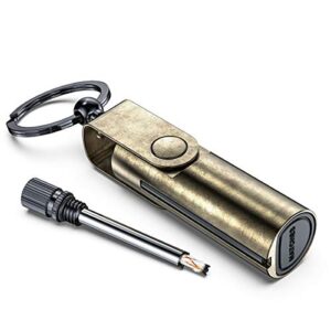 VVAY Ewiges Streichholz Benzin Feuerzeug mit Schlüsselanhänger in bronzefarbenem Gehäuse, ideal für Outdoor-Aktivitäten und Notfallsituationen.
