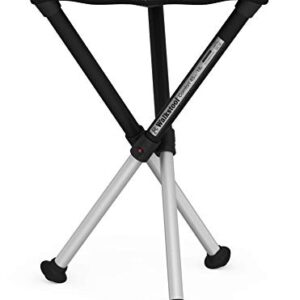 Walkstool Comfort Klapphocker in Schwarz und Silber, 3-beinig und faltbar, aus leichtem Aluminium, ideal für Outdoor-Aktivitäten, belastbar bis 200 kg, Höhe 45 cm