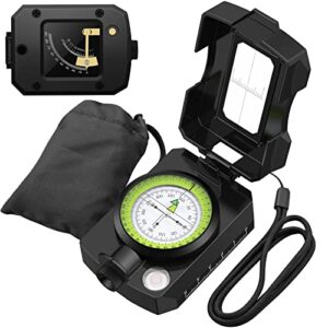 Proster Wanderkompass mit Neigungsmesser, IP65 wasserdicht, schwarzer militärkompass für Outdoor-Aktivitäten wie Wandern und Camping.