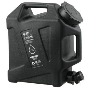 PKKP Wasserkanister mit Hahn und Griffen, 12L, BPA-frei, tragbarer Wasserbehälter, ideal für Camping und Outdoor-Aktivitäten, schwarzes Design