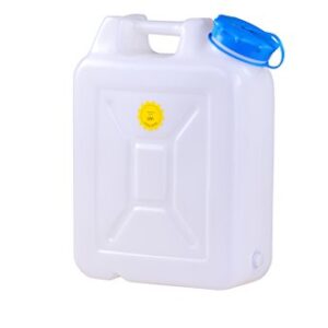 Hünersdorff Weithalskanister mit großer Öffnung für einfache Reinigung, UV-geschützt und aus bruchfestem HD-PE, 22 Liter, weiß.