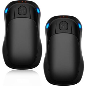 Zwei wiederaufladbare elektrische Handwärmer in elegantem mattschwarzen Finish, ergonomisch gestaltet für angenehme Handhabung und schnelle Wärmeversorgung.