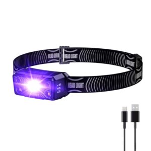 COSOOS wiederaufladbare LED Stirnlampe mit UV-Schwarzlicht, wasserdichtes Design für Outdoor-Aktivitäten, ideal für Laufen, Joggen und Hundespaziergänge