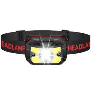 Winzwon Stirnlampe LED Wiederaufladbar mit elastischem Kopfband und verschiedenen Beleuchtungsmodi, ideal für Outdoor-Aktivitäten wie Laufen, Joggen oder Angeln.