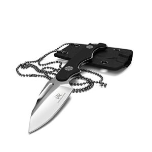 Wolfgangs CITO Neck Knife in Silber, ein kompaktes taktisches Survival-Messer mit Kydex Scheide und Kugel Halskette für das Tragen am Körper, ideal für Outdoor-Aktivitäten.