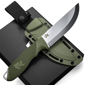 Wolfgangs W-SCANDI Angelmesser mit feststehender Klinge aus D2 Stahl und stylischer Polypropylen-Scheide, ideal für Outdoor-Aktivitäten und Bushcraft.