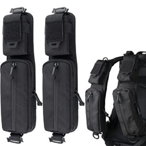 Schwarze Molle Zubehörtasche mit Reißverschluss für Outdoor-Aktivitäten, ideal zur Befestigung an Rucksäcken, bietet praktischen Stauraum für persönliche Gegenstände.