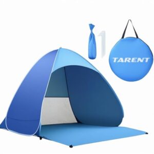 XXL Strandmuschel Pop Up für 3-5 Personen im Freien, ideal für Strand und Camping mit UPF 50+ UV-Schutz.