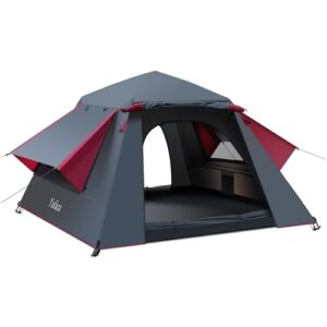 Yafaca Camping Zelt für 3 Personen, wasserdichtes Pop Up Zelt mit automatischem Aufbau, stabiler Konstruktion und zwei regendichten Fenstern, ideal für Outdoor-Aktivitäten.