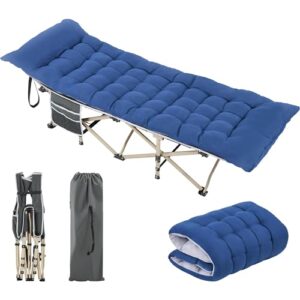 Yaheetech Feldbett mit gepolsterter Matratze in Blau, klappbar und leicht transportierbar, ideal für Camping und als Gästebett
