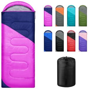 Yarmiene Schlafsack für 3-4 Jahreszeiten in pink und blau für Erwachsene und Kinder, ideal für Camping und Outdoor-Aktivitäten