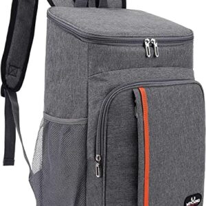 YDFYX 26L Kühl Rucksack in klassischem Grau, ideal für Picknicks, Wandern und Camping, mit gepolsterten Trageriemen und isoliertem Innenraum.