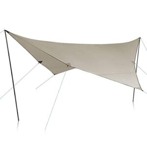 Beige und graues Sonnensegel Atrani 3 x 3 m als Sonnenschutz und Wetterschutz mit UV 50+ Schutz, aufgestellt im Freien