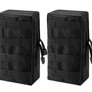Schwarze kompakte MOLLE-Beutel aus robustem wasserabweisendem Material mit MOLLE-System für vielseitige Anwendungen im Freien.