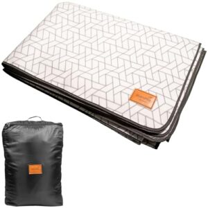 Geometrische Picknickdecke und Tragetasche, ideal für Camping und Outdoor Aktivitäten, wetterfest und pflegeleicht, mit Softtouch-Fleece-Oberfläche.