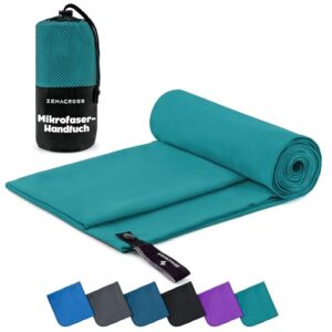 ZENACROSS Mikrofaser Handtuch in petrolgrün mit Transportbeutel, schnelltrocknend und vielseitig, ideal für Sport und Reisen, Größe 140 x 70 cm.