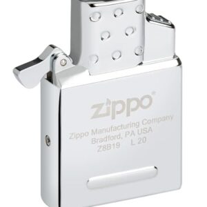 ZIPPO Butane Double Flame Insert in hochwertiger Geschenkbox, nachfüllbar, in glänzendem Silberfinish, ideal als Geschenk.