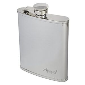 Eleganter, polierter Flachmann aus Edelstahl in Silber, ideal für Männer und perfekt für Outdoor-Aktivitäten oder als Geschenk für Whisky-Liebhaber. Abmessungen: 2x13x9.5 cm (B x H x T).