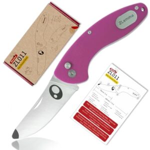 ZLemma Schnitzmesser für Kinder in Rosa mit sicherer abgerundeter Spitze und ergonomischem G10-Griff, ideal für kleine Hände und erste Schnitzerfahrungen.