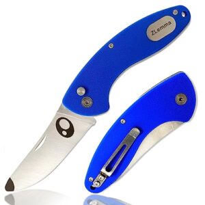 ZLemma Taschenmesser für Kinder in Blau mit ergonomischem G10-Griff, sicher abgerundeter Klinge und praktischem Clip, ideal für kleine Abenteurer.