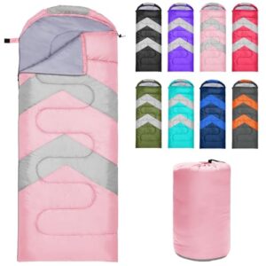 Zusentee Schlafsack für 3-4 Jahreszeiten in Rosa und Grau, geeignet für Outdoor Camping mit wasserdichtem und leichtem Design, ideal für Erwachsene und Kinder