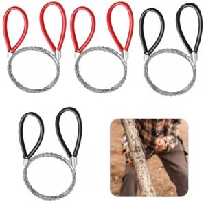 4 Stück Seilsägen aus Edelstahl mit ergonomischen Seilgriffen für Outdoor-Aktivitäten, ideal zum Schneiden von Holz und anderen Materialien.