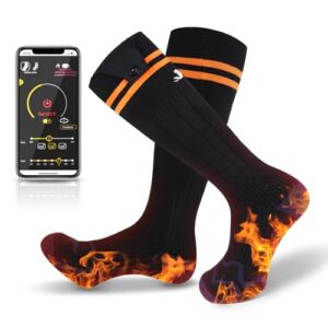 Beheizte Socken mit APP-Steuerung, Elektrische Beheizte Socken mit 5000mAh Wiederaufladbarer Akku, Winter Warme Thermosocken Unisex Fußwärmer für Camping Wandern Skifahren Jagd