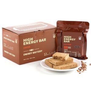 Notfallrationen Riegel 12 Stück komprimiert Keks-Tabs mit Kaffeegeschmack, Lebensmittelrationen für Outdoor-Camping, Wandern, Schneesturm, Erdbeben, 20 Jahre haltbar