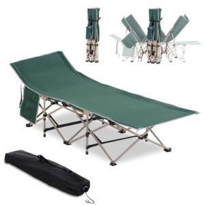 Feldbett mit Aufbewahrungstasche, stabile Grundlage aus pulverbeschichtetem Stahl, erhöhte Liegefläche, wasser- und reißfester Stoff, leicht transportierbar für Campingabenteuer oder als zusätzlicher Schlafplatz im Garten