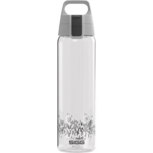 SIGG-Tritan-Trinkflasche, Sportflasche mit anthrazitfarbenem Design und transparentem Look, für kohlensäurehaltige Getränke, spülmaschinenfest und auslaufsicher, BPA-frei